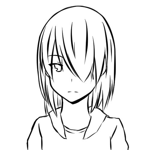 サンプル画像1:顔の線画4(日本刀流星群) [d_136775]