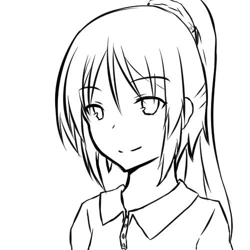 サンプル画像1:顔の線画5(日本刀流星群) [d_137106]