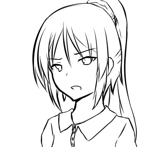 サンプル画像2:顔の線画5(日本刀流星群) [d_137106]