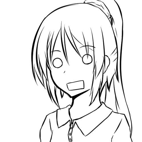 サンプル画像3:顔の線画5(日本刀流星群) [d_137106]