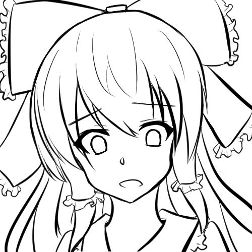 サンプル画像3:顔の線画 6(日本刀流星群) [d_138604]