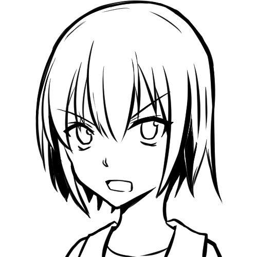 サンプル画像2:顔の線画8(日本刀流星群) [d_140119]