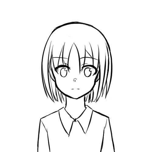 サンプル画像1:顔の線画9(日本刀流星群) [d_148425]