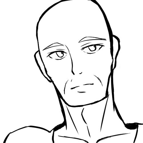 サンプル画像1:顔の線画10(日本刀流星群) [d_148426]