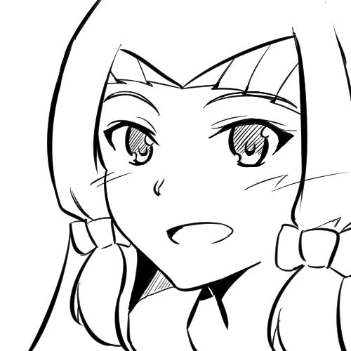 サンプル画像1:顔の線画11(日本刀流星群) [d_148427]