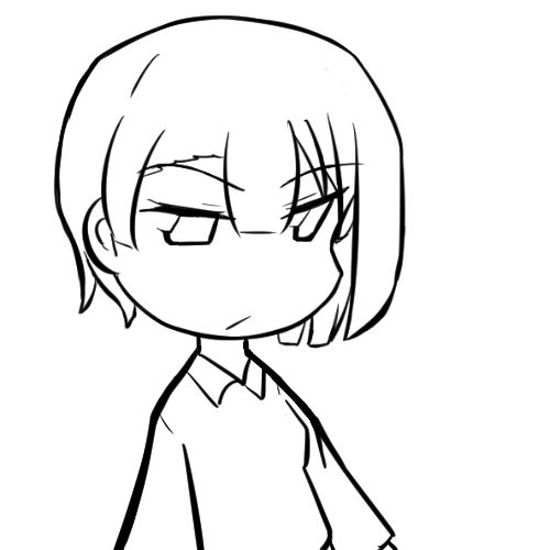 サンプル画像1:顔の線画12(日本刀流星群) [d_148428]