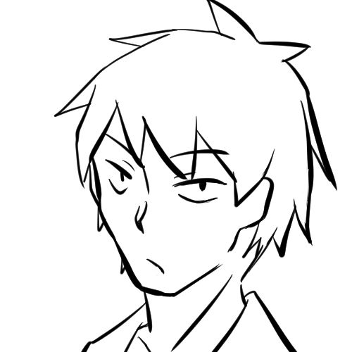 サンプル画像1:顔の線画13(日本刀流星群) [d_148429]