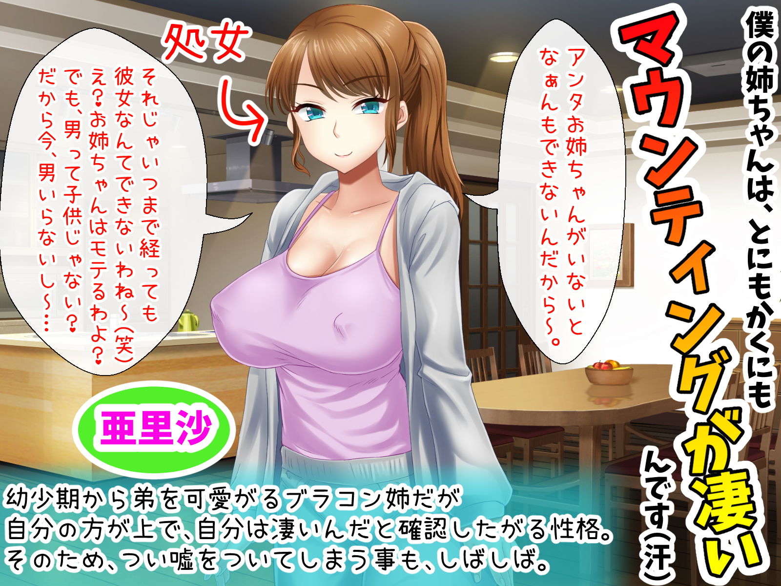 サンプル画像1:お姉ちゃんH教えて！～無知なくせにマウント取りたくて何でも知ったかぶる姉を利用してHなことさせるシスコン弟の策略～(遊廓民) [d_153002]