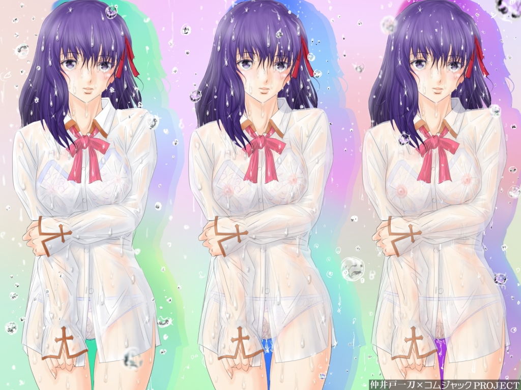 【無料】濡れてスケスケになった制服から桜色の乳首が透けちゃってる壁紙カレンダー6月用
