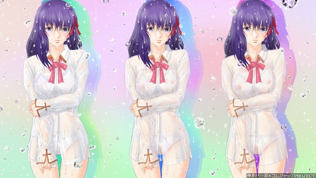 【無料】濡れてスケスケになった制服から桜色の乳首が透けちゃってる壁紙カレンダー6月用
