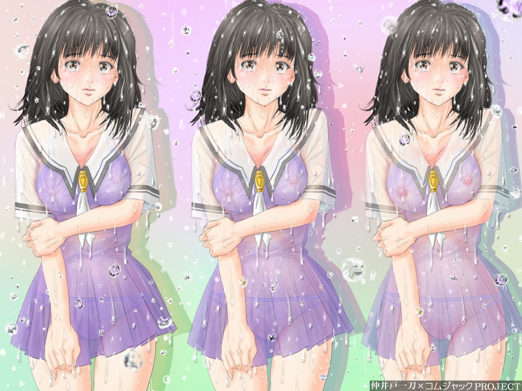【無料】アイドルなのに濡れた制服からピンクの乳首が透けちゃってる壁紙カレンダー6月用