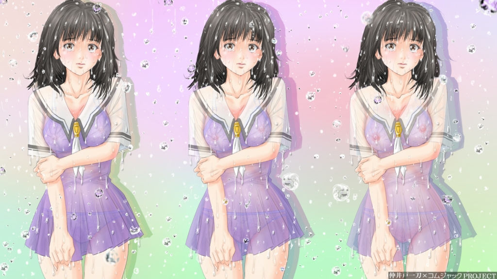 【無料】アイドルなのに濡れた制服からピンクの乳首が透けちゃってる壁紙カレンダー6月用