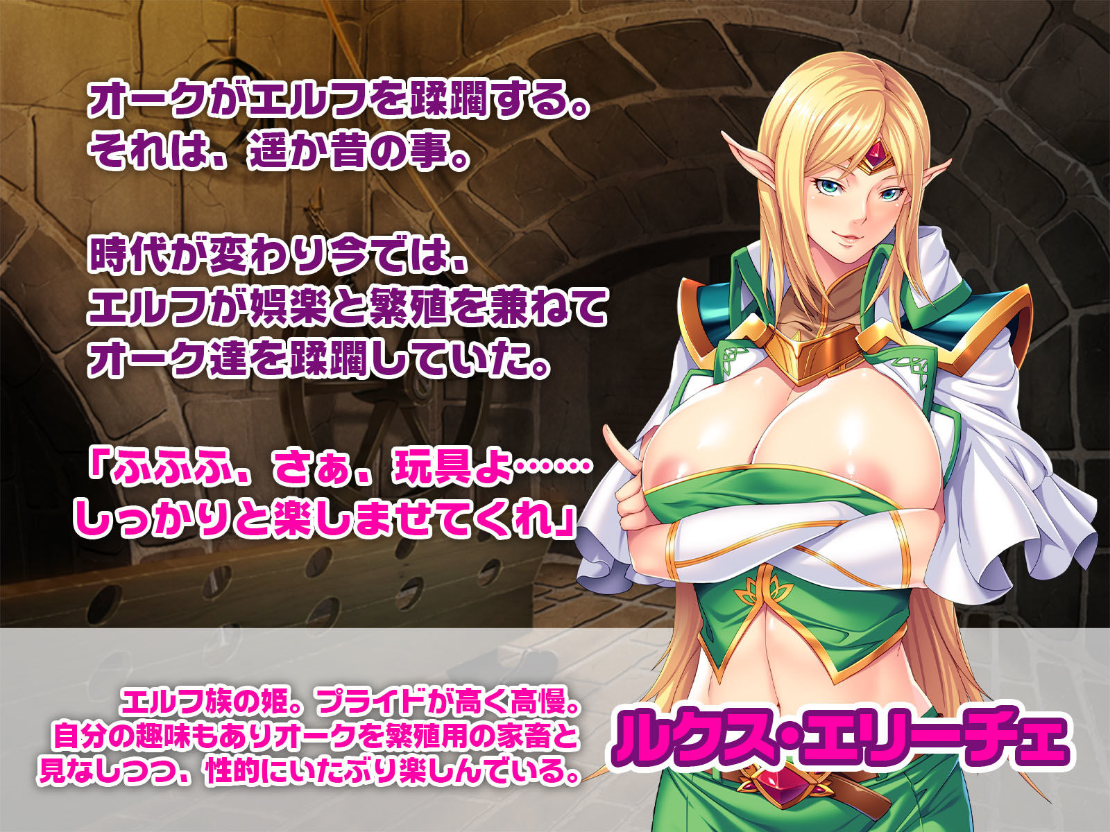 サンプル画像1:巨根オークは爆乳エルフのペットになる時代です ～オークの巨チ●ポで性的消費～(どろっぷす！) [d_163867]