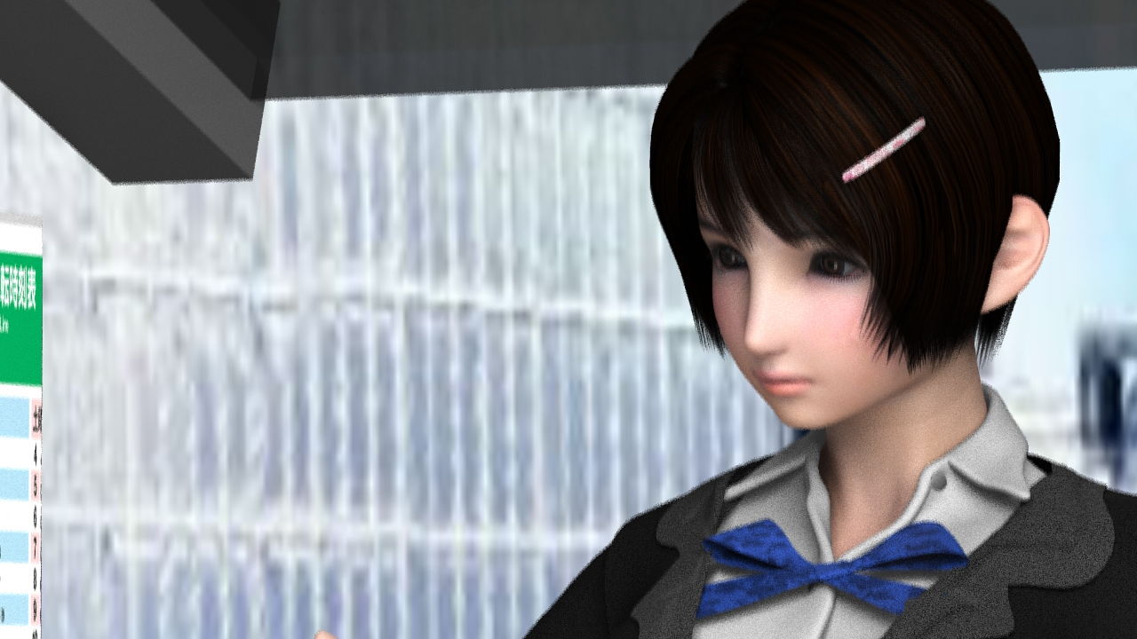 早朝のバス停で鬼のようなスカートの短さの女子学生さんを発見！座っている椅子の形状的に後ろから見れば絶対にパンティが見えると確信したのでさりげなく近付いて仰角アングルでナマ脚とパンツを盗撮しまくった。（PV:水色水玉柄パンティ編）のサンプル画像 5