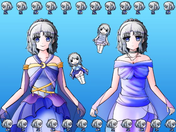 サンプル画像1:女神のようなアイドルっぽい女の子の立ち絵などイラスト素材(おにかしま) [d_174640]