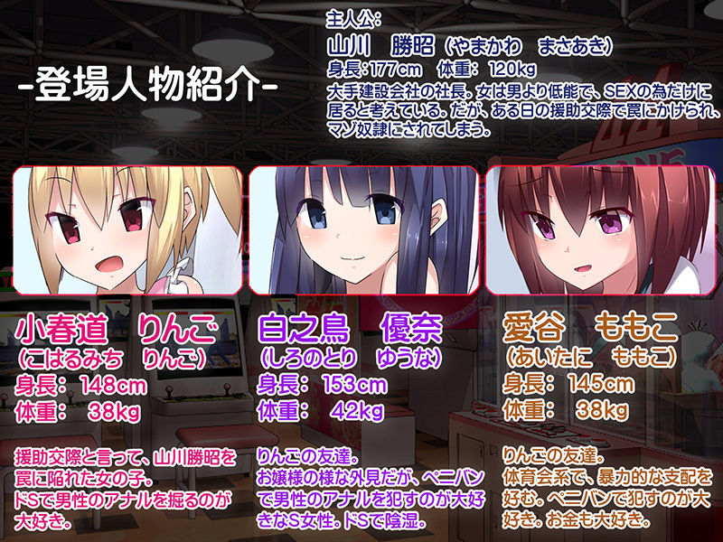 サンプル画像4:［CG集］おにゃにょこ達にパンパンッ犯●れるおっさん ～逆●●プ100％！ ペニバン、スパンキング、言葉責め、羞恥撮影、変態乱交！ あぁこんな筈じゃなかったのに……～(女王様ソフト) [d_177061]