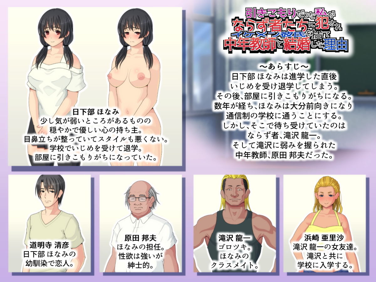 サンプル画像1:引きこもりだった私がならず者たちに犯●れイケメン彼氏を捨て中年教師と結婚した理由(村の生き残り) [d_180145]