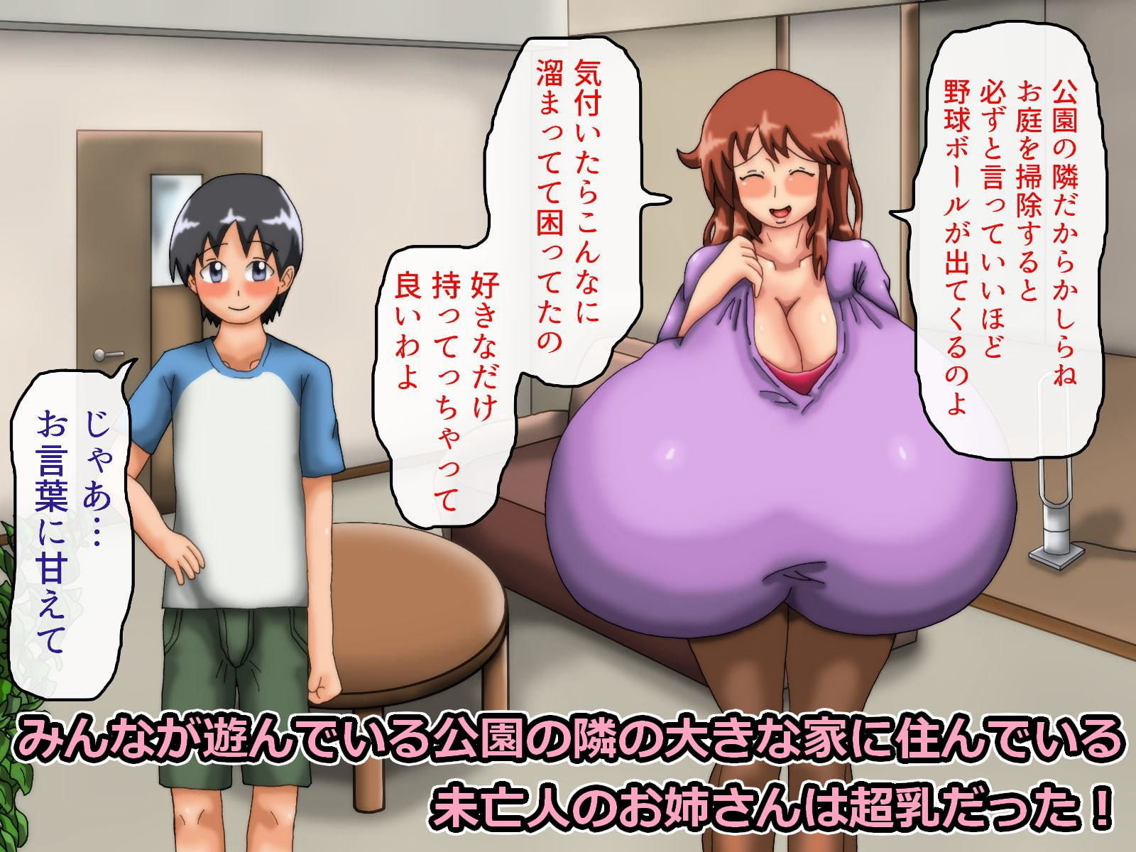 サンプル画像1:いつも僕が野球をしている公園横の広い家に一人で住んでいる超乳お姉さんと仲良くなる話(滑空モグラ) [d_181831]