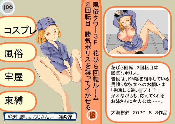 風俗タワー3F 花びら回転ルーム 2回転目 勝気ポリスを縛ってイかせるのジャケット