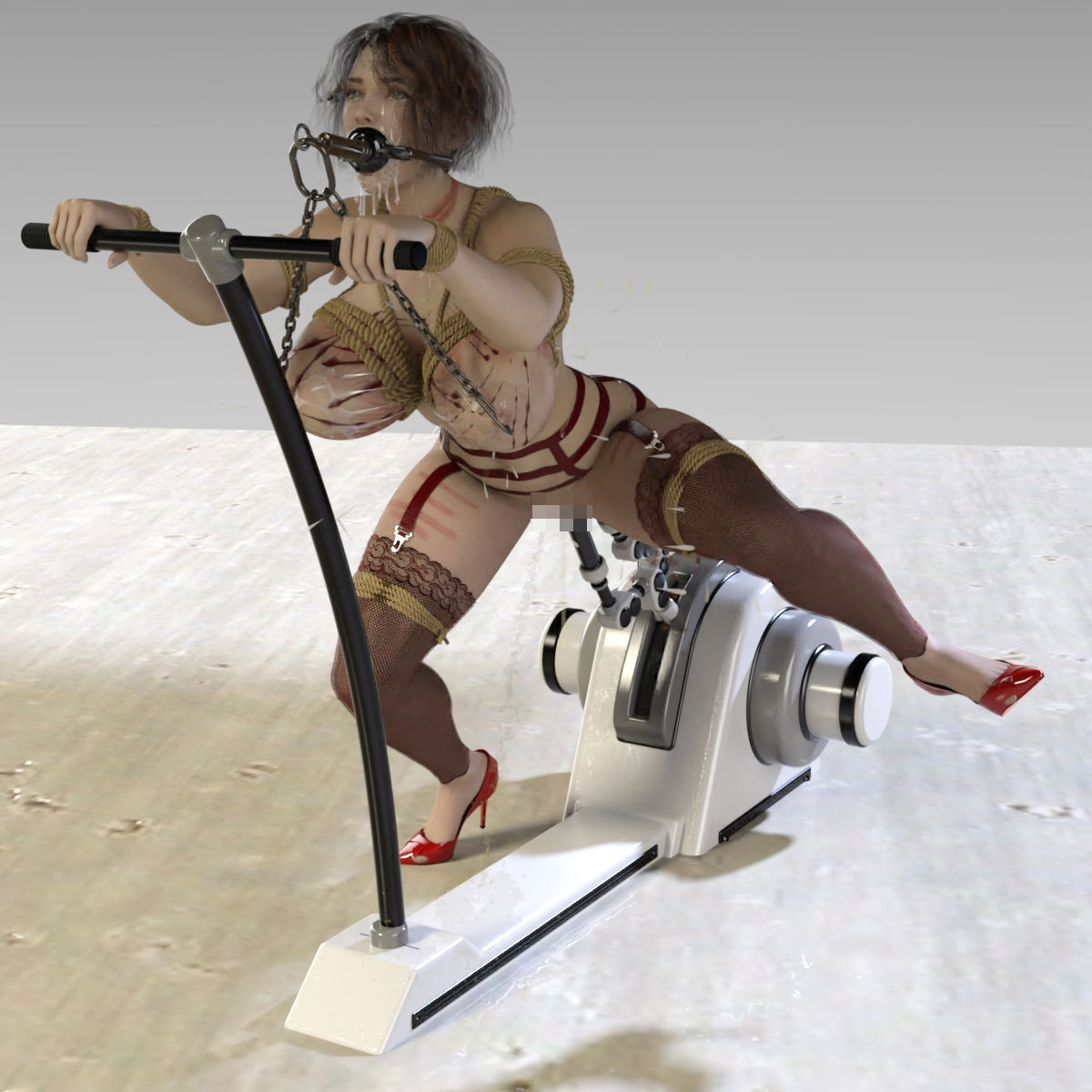 サンプル画像2:ガーターストッキング女のバイブ自転車(キンク文庫) [d_195994]