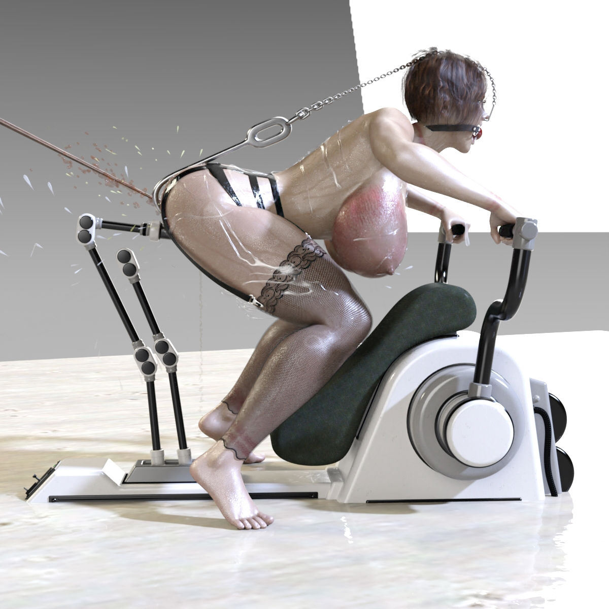 サンプル画像4:ガーターストッキング女のバイブ自転車(キンク文庫) [d_195994]