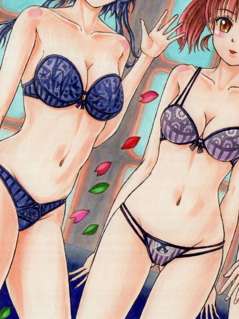 サンプル画像2:冴えない〇〇の育てかた、ランジェリー姿のアナログイラスト（コピック系作品）(さろめSS研究室) [d_197653]