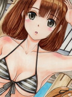 サンプル画像1:冴えない〇〇の育てかた、3人絵マイクロ水着のアナログイラスト（コピック系作品）(さろめSS研究室) [d_197654]