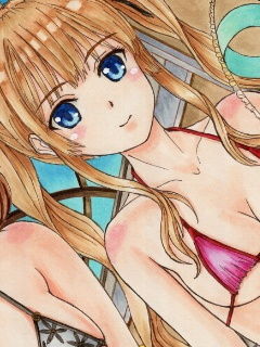 サンプル画像2:冴えない〇〇の育てかた、3人絵マイクロ水着のアナログイラスト（コピック系作品）(さろめSS研究室) [d_197654]