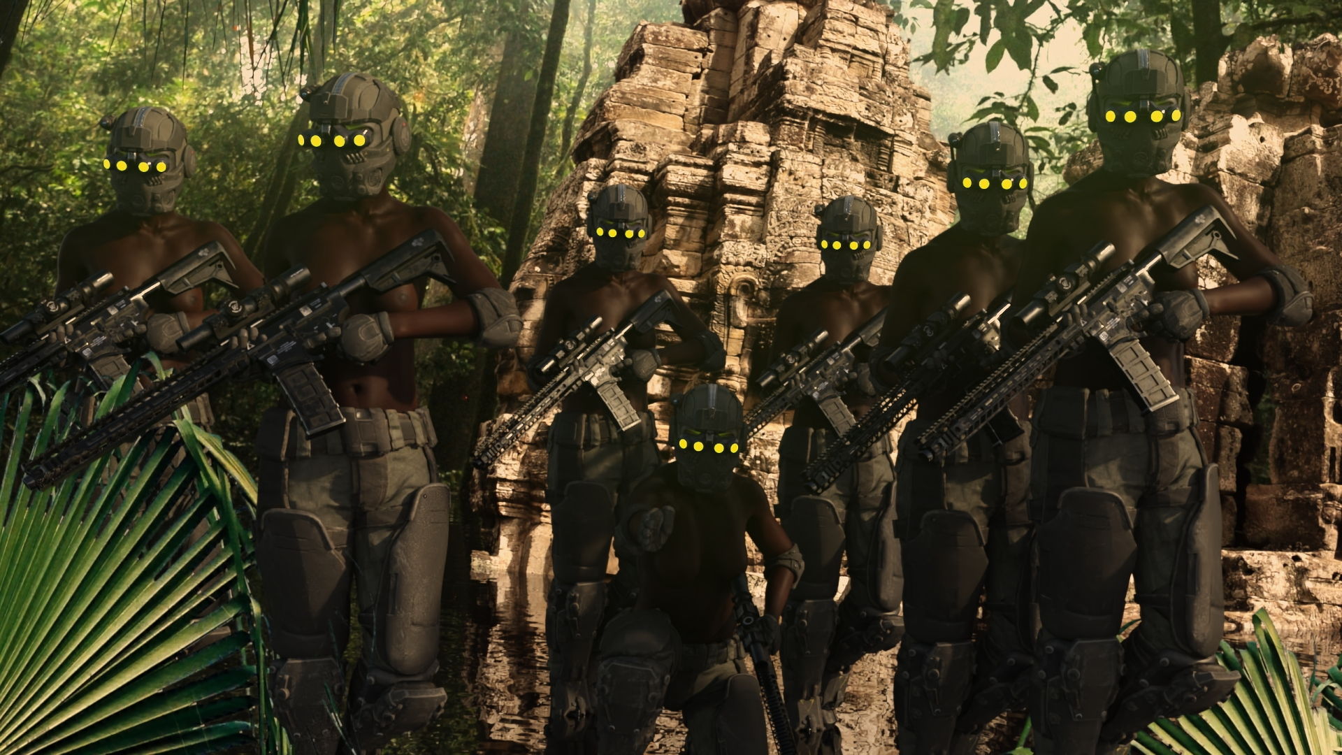 サンプル画像6:全頭マスクの兵士たち(空想淫獄工房) [d_204500]