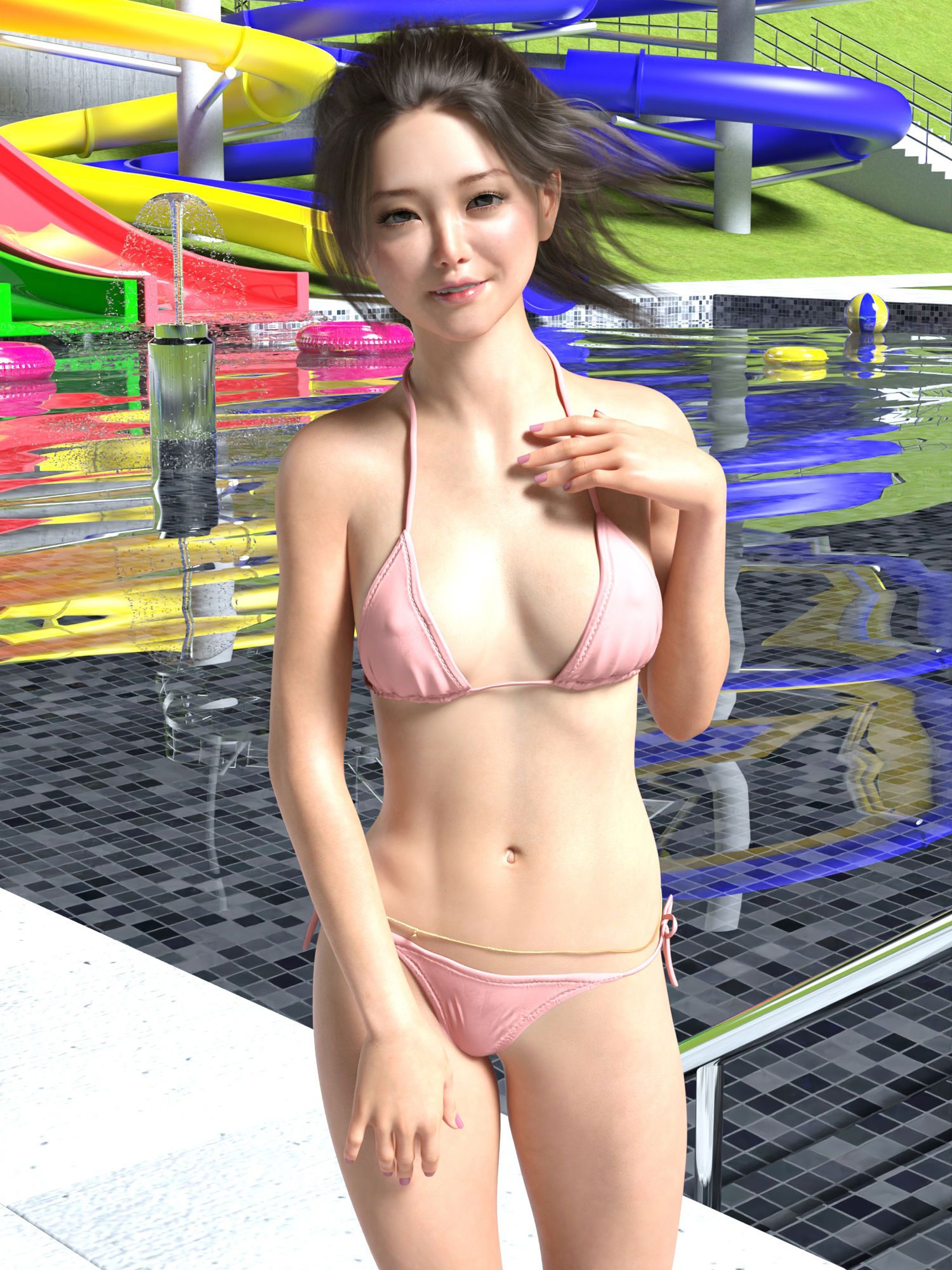 サンプル画像2:プールデート編 奉仕彼女とマグロ男(わくわくパラダイス) [d_207801]