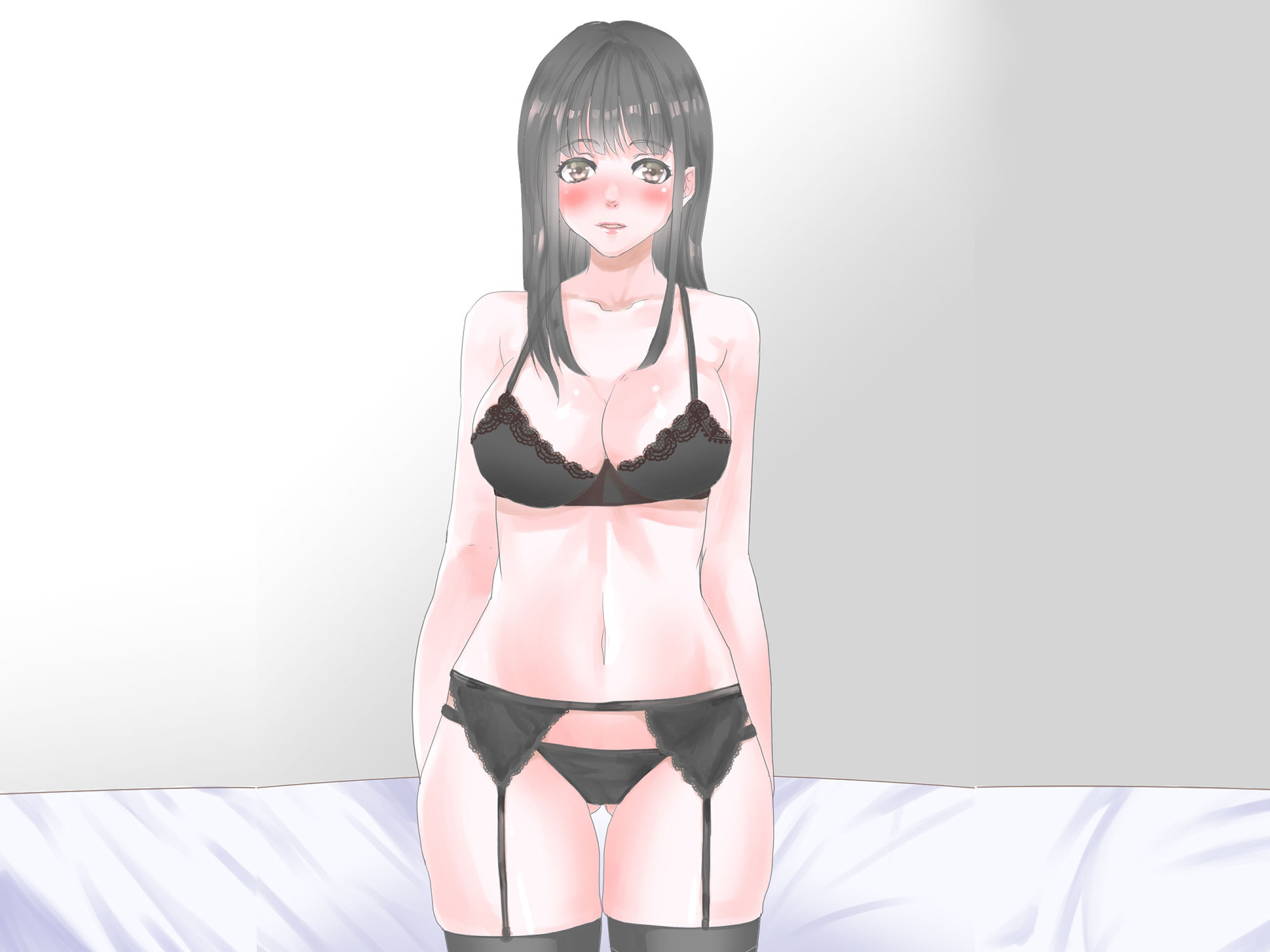 サンプル画像3:ガーターベルトのおんなのこ〜黒髪黒ガーターの彼女のご奉仕(リリィナイト) [d_211119]