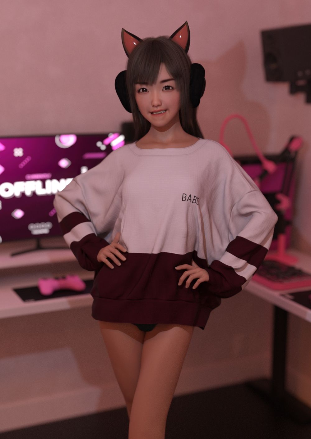 サンプル画像5:ゲーマーゆいのひとりプレイ(ヒグマのねぐら) [d_211342]