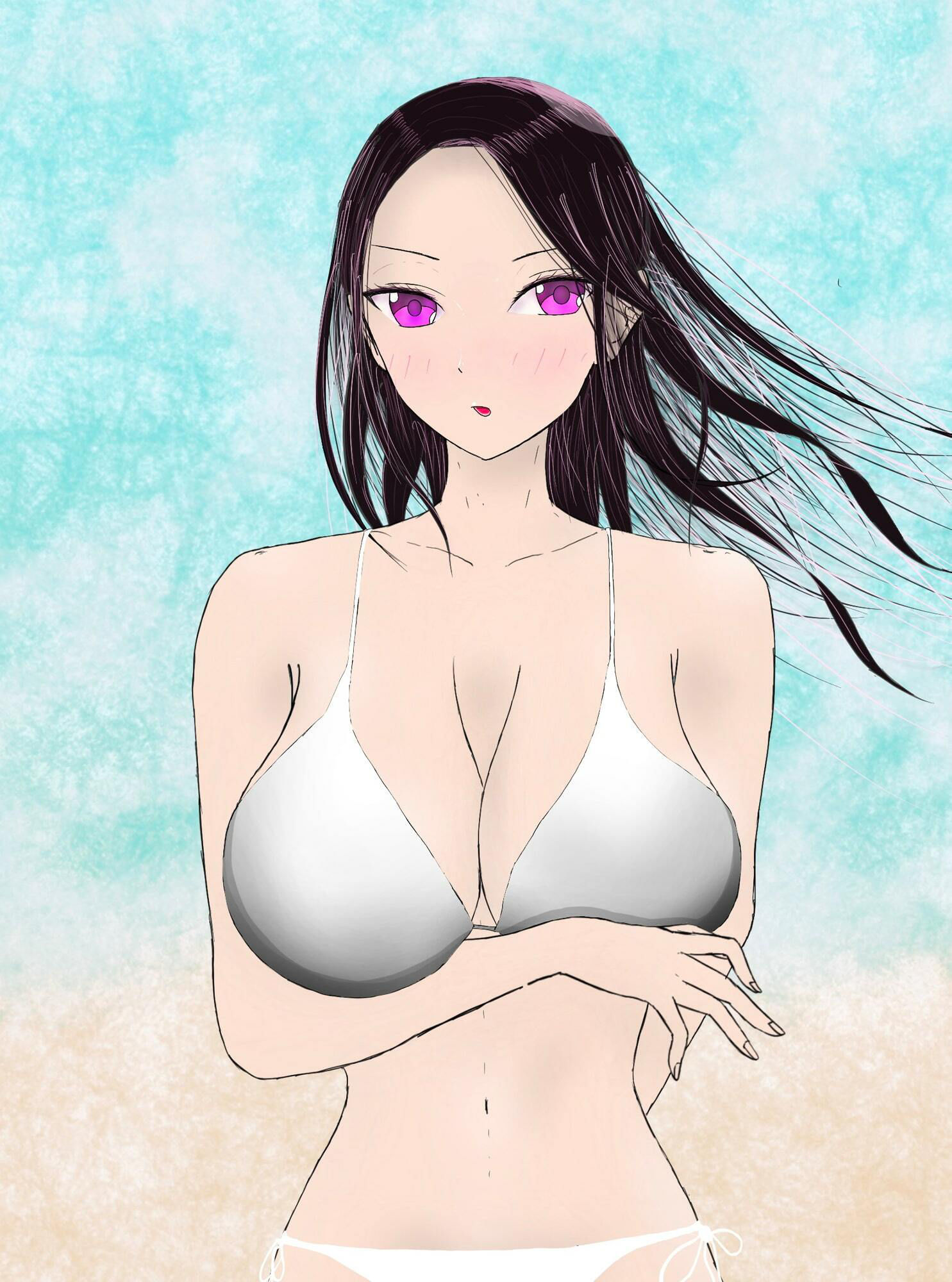 サンプル画像1:【早乙女梨菜 作品】彼女と沖縄の海で野外セックス！(ももらん。) [d_215933]