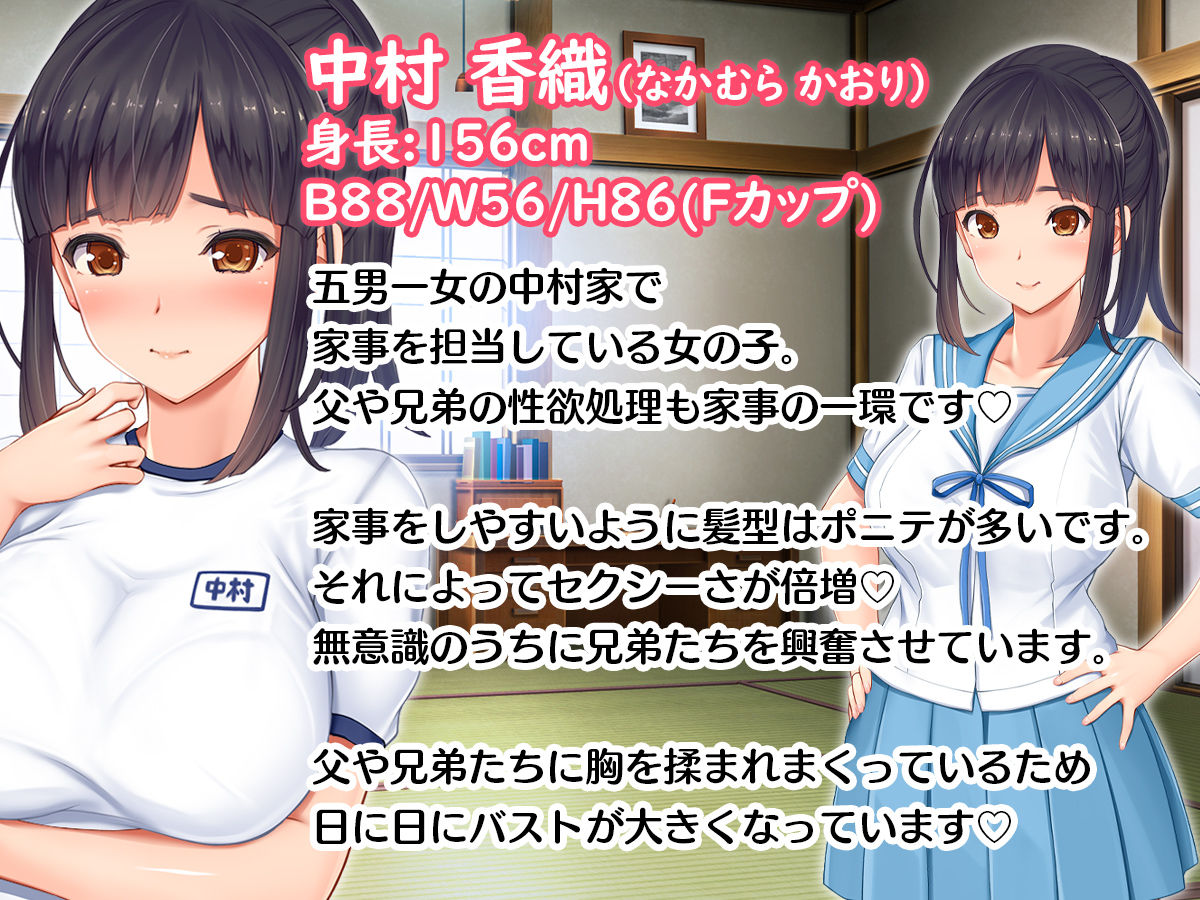 サンプル画像6:1人娘に父と5兄弟の大家族〜父親と5人兄弟の性欲処理も母親代わりの私の役目、24時間頑張ります！〜(スタジオ山ロマン) [d_220718]