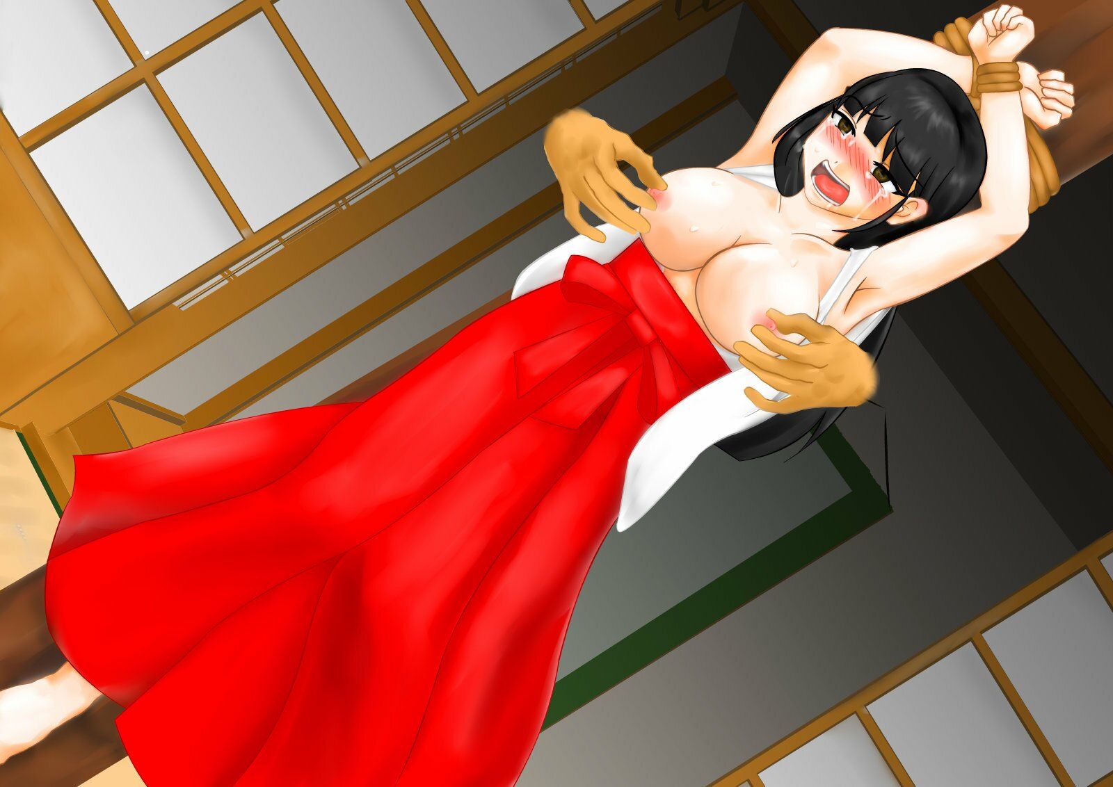 サンプル画像2:清楚な巫女さんを快楽拷問し、触手服で寸止め焦らし責めにしてから、全穴凌●でイカせまくって、永遠に触手壺に沈める話(淫乱テディベア) [d_224512]