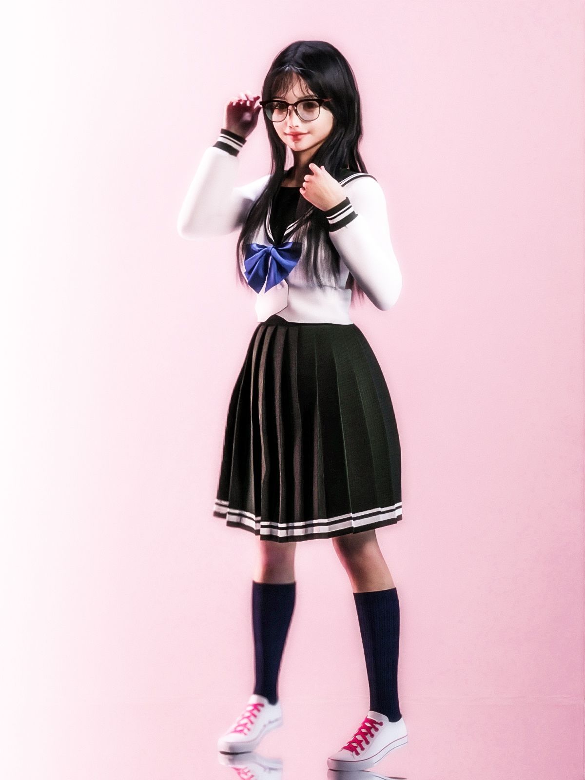 サンプル画像2:セーラー服のメガネっ娘(かすみんティー) [d_228051]