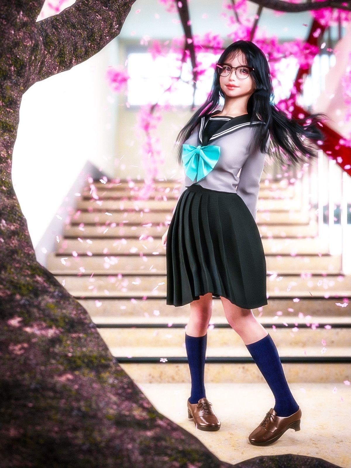 サンプル画像4:セーラー服のメガネっ娘(かすみんティー) [d_228051]