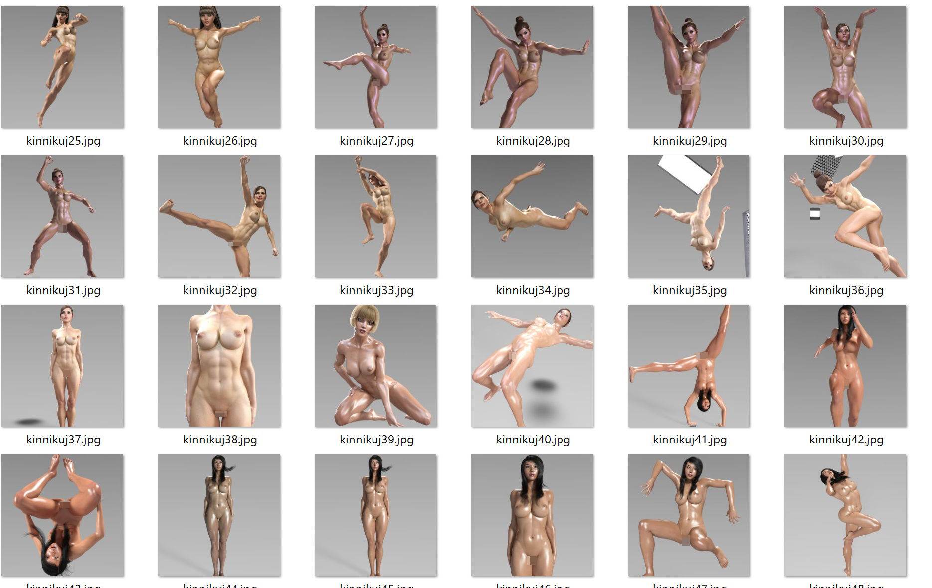 サンプル画像2:筋肉女子全裸アクション 画像と動画集(β-かざは) [d_231058]