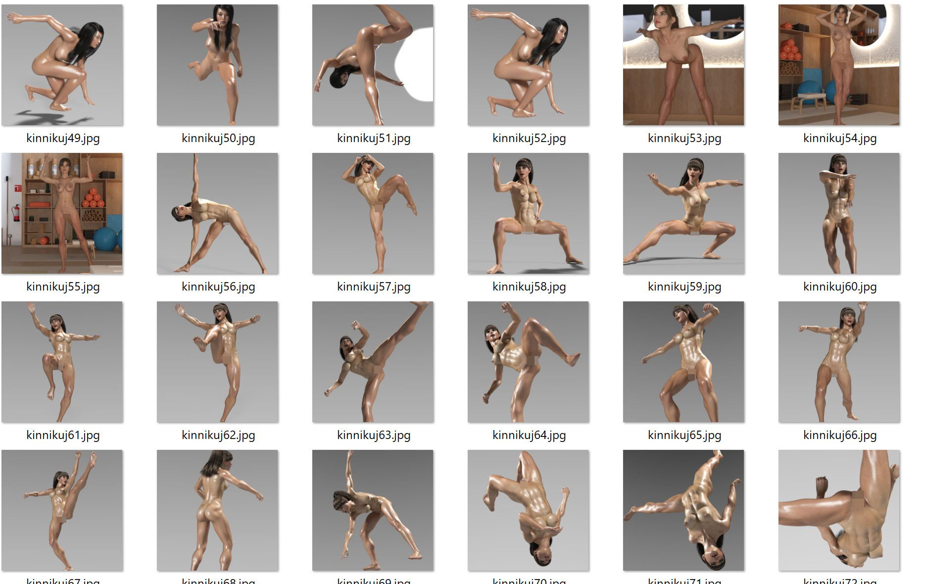 サンプル画像3:筋肉女子全裸アクション 画像と動画集(β-かざは) [d_231058]