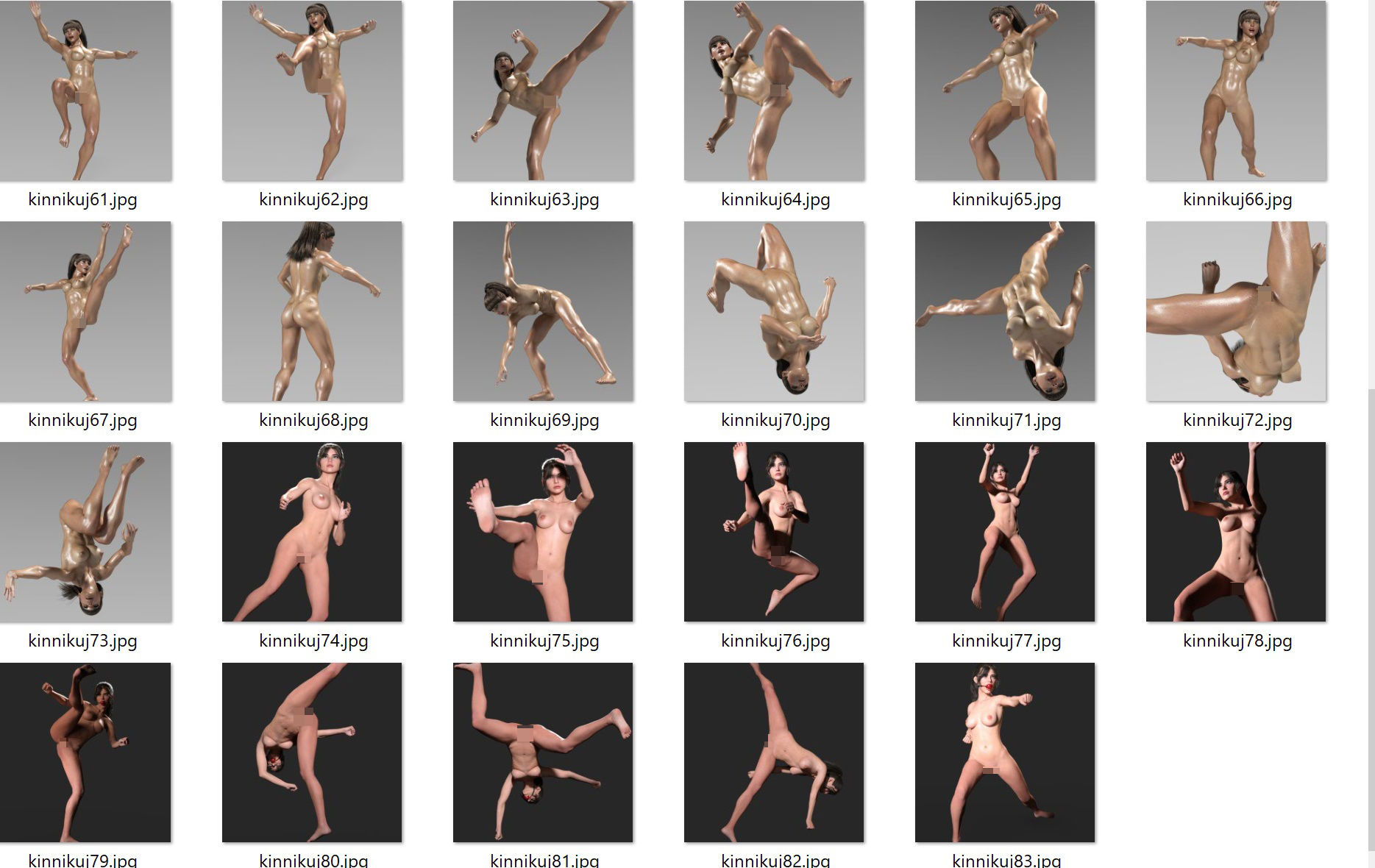 サンプル画像4:筋肉女子全裸アクション 画像と動画集(β-かざは) [d_231058]