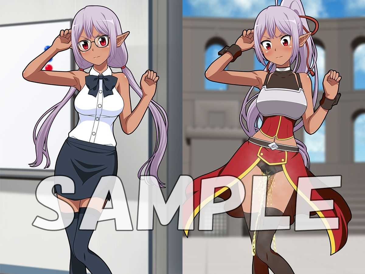 サンプル画像2:牡丹桜 画像の元 -金髪褐色耳長森人看板尿娘編-(牡丹桜) [d_233016]