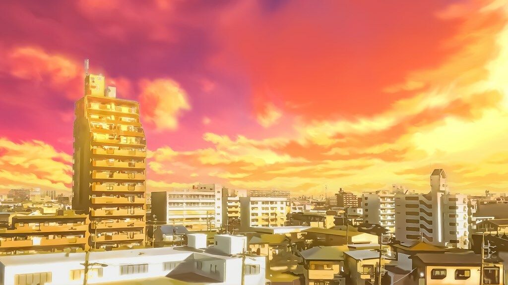 サンプル画像1:都会の展望とマンション【背景素材（夕方差分＋空くり抜きセット）】(Re；creating_world) [d_234256]