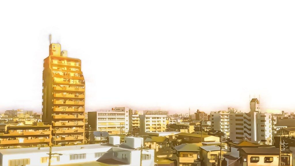 サンプル画像4:都会の展望とマンション【背景素材（夕方差分＋空くり抜きセット）】(Re；creating_world) [d_234256]