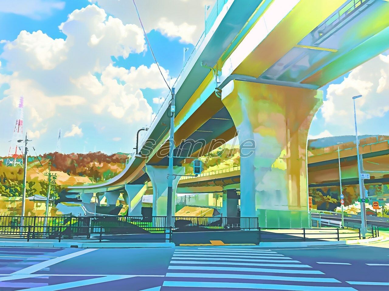 サンプル画像2:高架下と横断歩道(Re；creating_world) [d_234291]