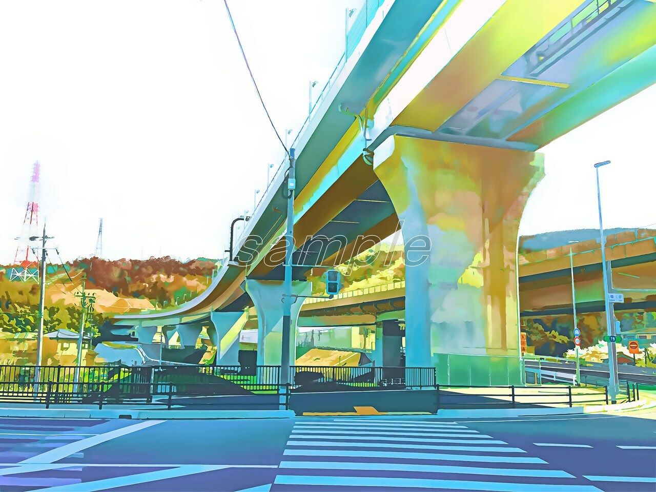 サンプル画像3:高架下と横断歩道(Re；creating_world) [d_234291]