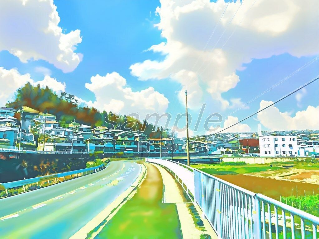 サンプル画像1:郊外の宅地【背景素材（夕方差分＋空くり抜きセット）】(Re；creating_world) [d_234295]