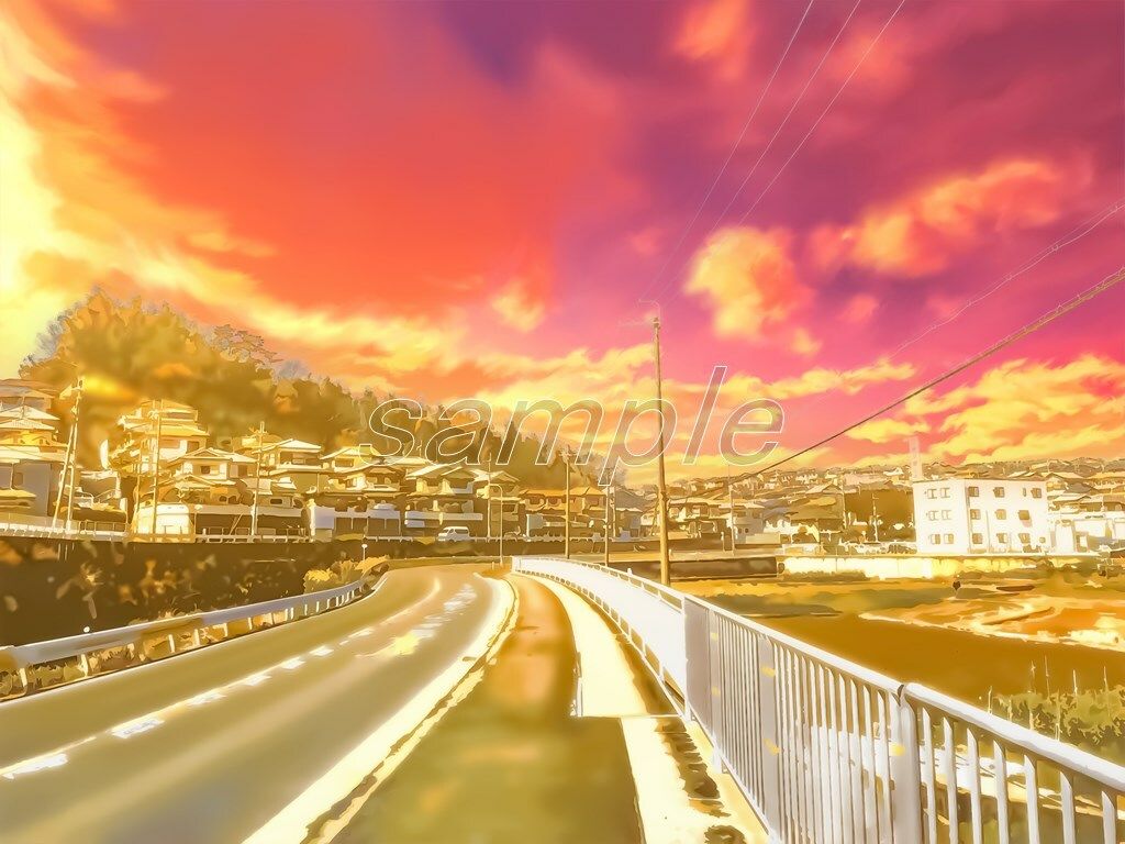 サンプル画像3:郊外の宅地【背景素材（夕方差分＋空くり抜きセット）】(Re；creating_world) [d_234295]