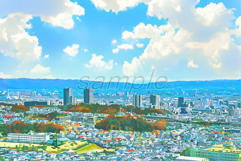 サンプル画像1:地方都市の上空と展望(Re；creating_world) [d_234544]