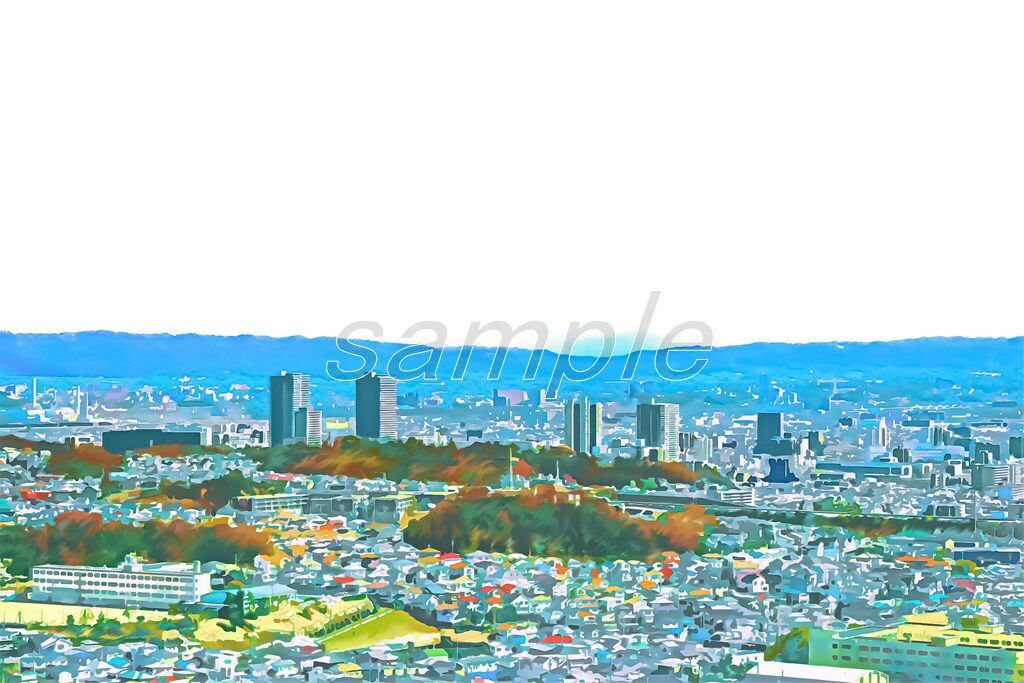 地方都市の上空と展望