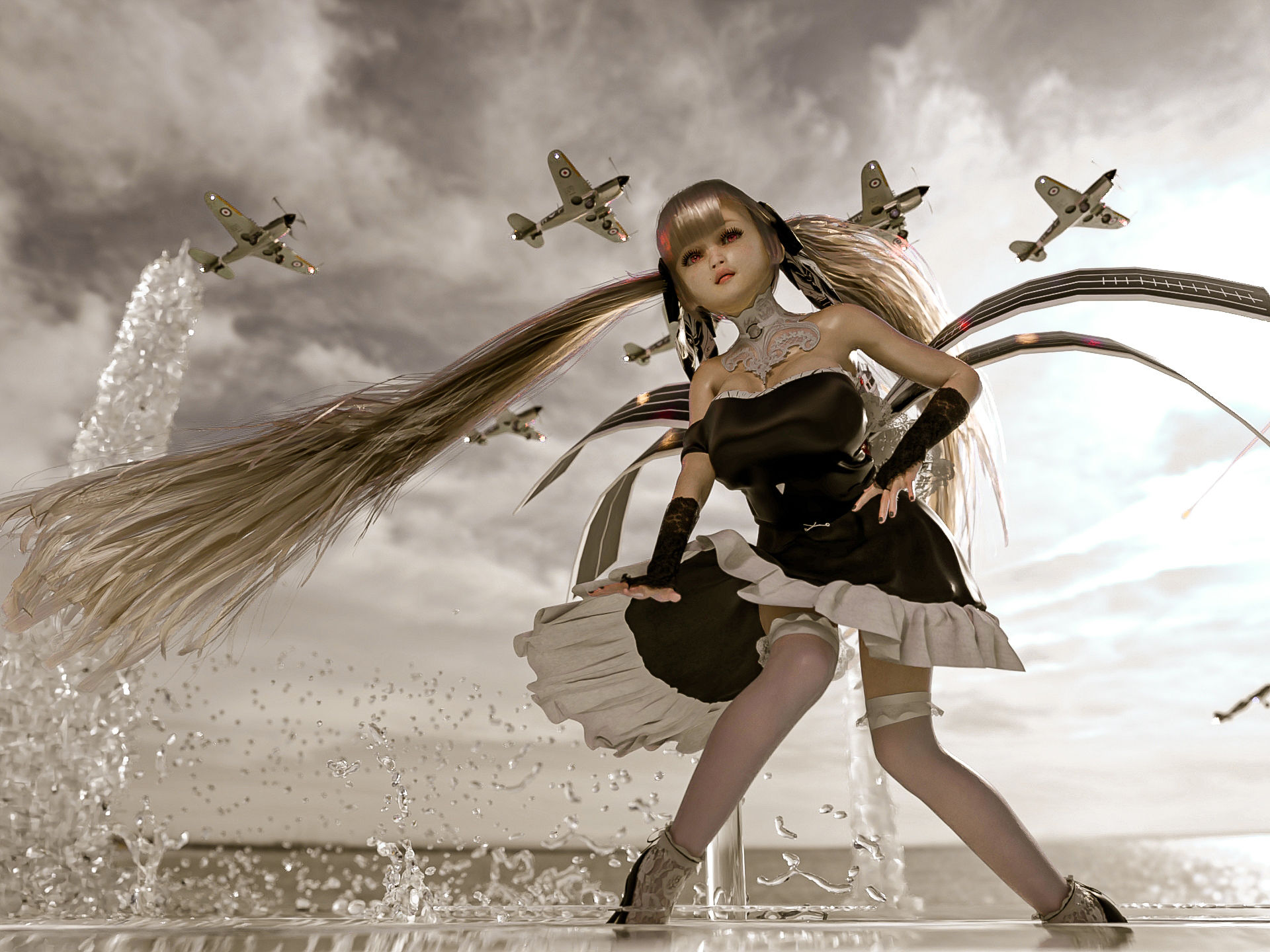 サンプル画像2:スーパーロングツインテールが可愛い爆乳ロイヤルレディの3DCG集3(YHP) [d_234545]